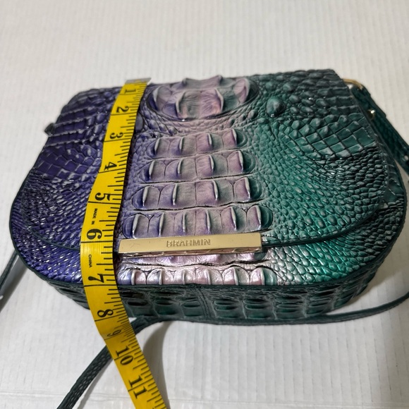 NWT BRAHMIN Must Have Croc Embossed Crossbody Ombre Green & Purple Vibrant - Picture 8 of 14